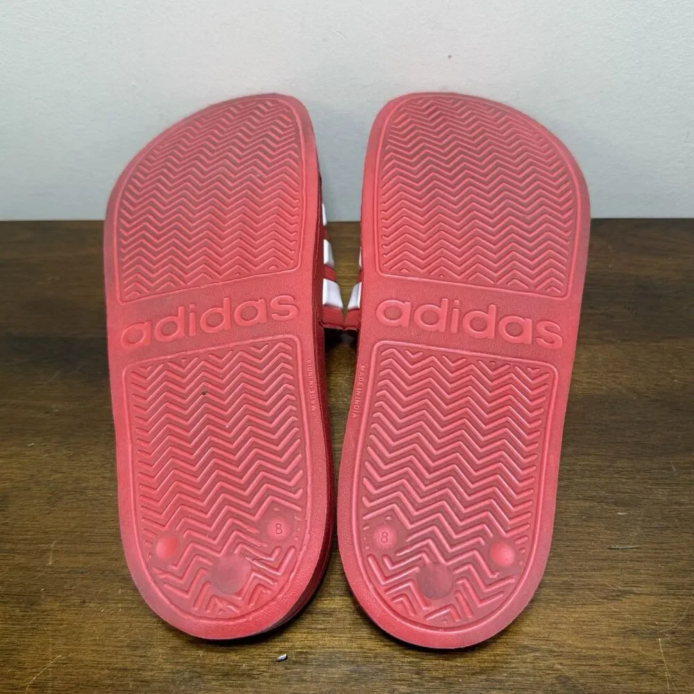 Adidas Unisex Adilette Shower Slide Sandal Vivid Red/White Sz.8 Slip On Athletic